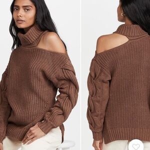 Astr chocolate sweater with shoulder cut out